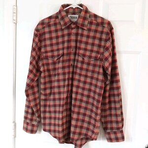 Mountain Khakis Men's Orange & Red Plaid Button Up Long Sleeve Shirt Size Small